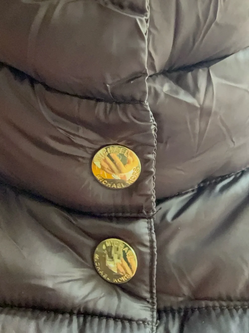 Michael Kors Chocolate Brown Quilted Puffer Vest with Gold Buttons
